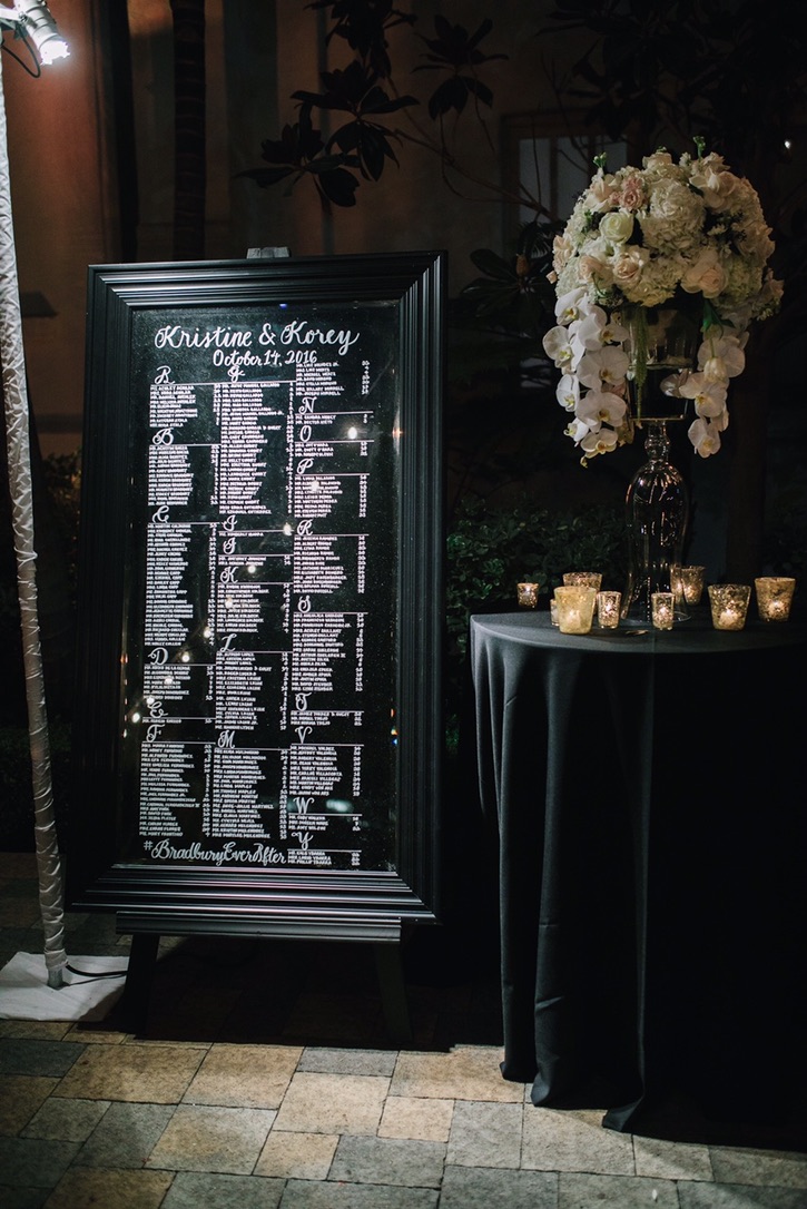full length mirror seating chart calligraphy